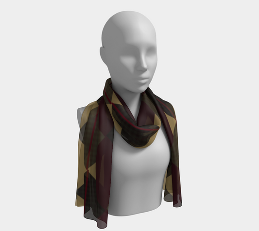 Checkered Brown Plaid Long Scarf