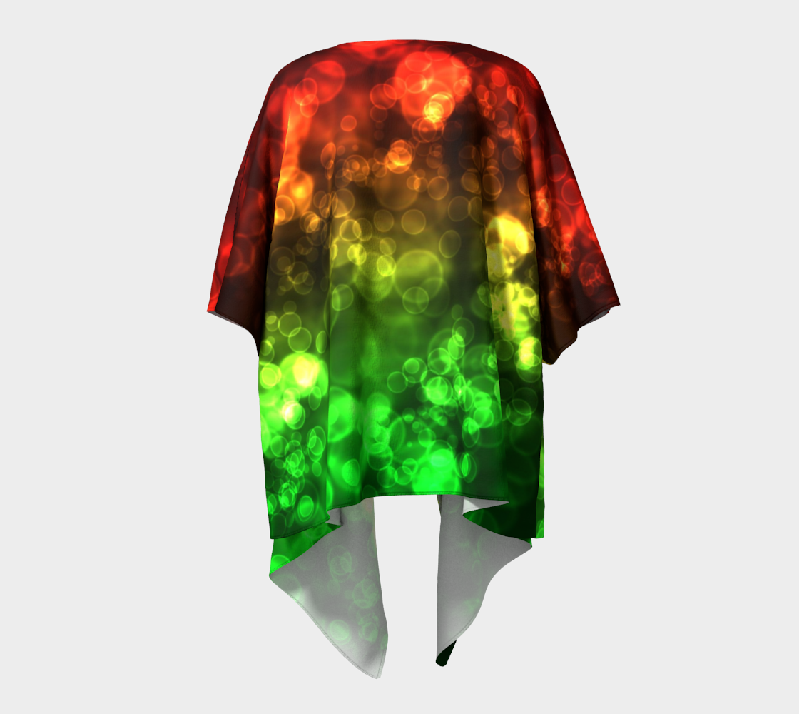 Red Green Bokeh Light Draped Kimono