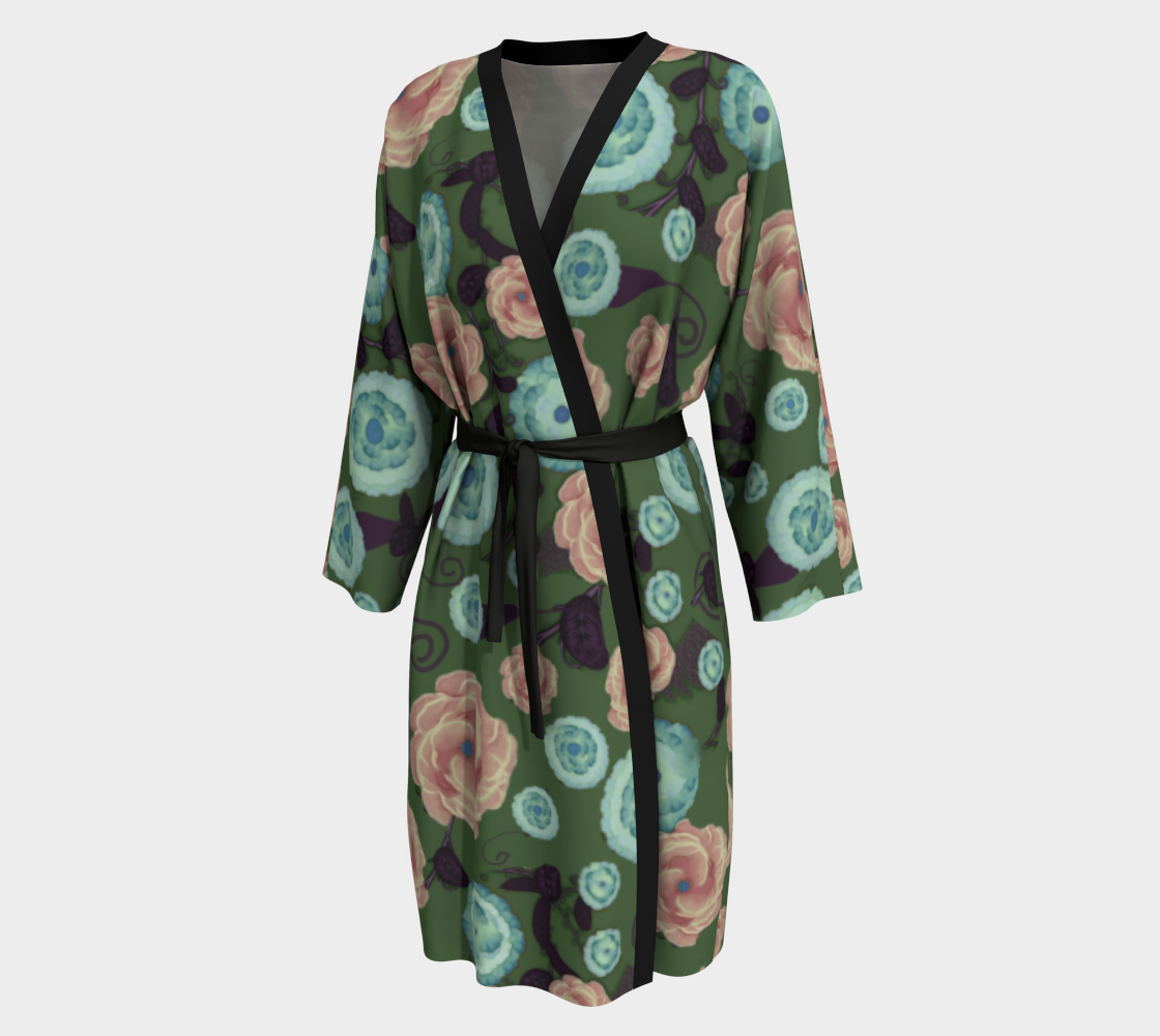 Earthy Peach and Turquoise Flower Pattern Peignoir