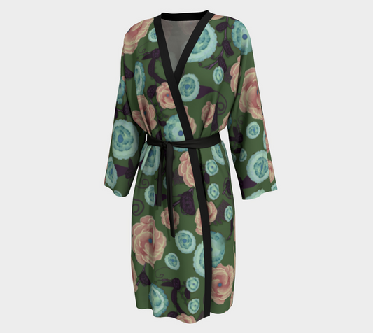 Earthy Peach and Turquoise Flower Pattern Peignoir
