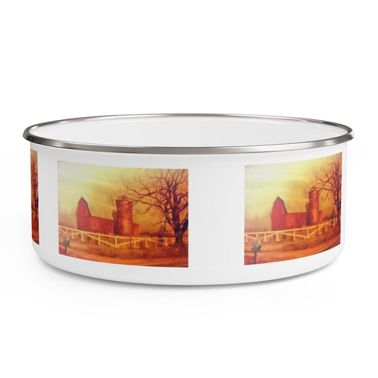 Barn Painting Enamel Bowl