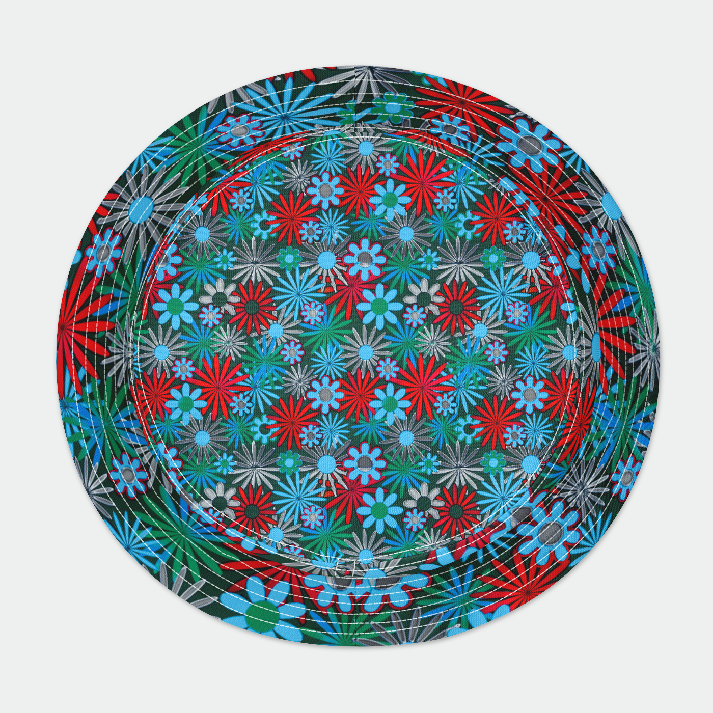Blue and Red Daisies Bucket Hat