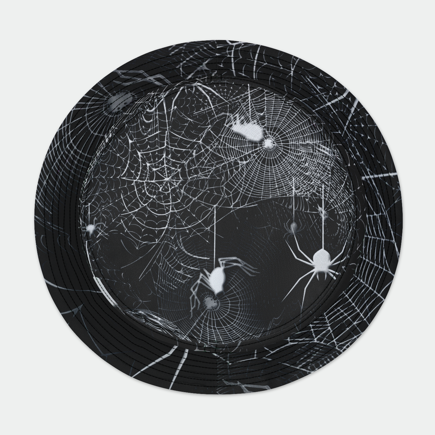 Black and White Spider Webs Bucket Hat