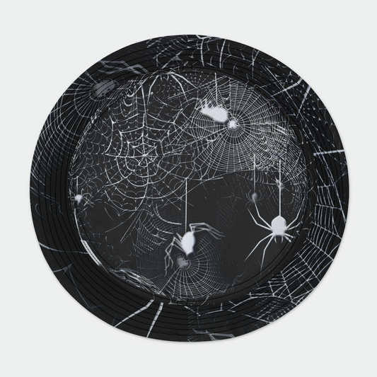 Black and White Spider Webs Bucket Hat