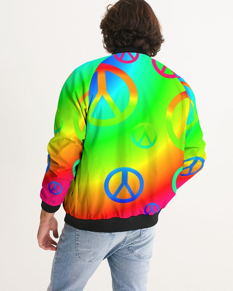 Rainbow Peace Signs Men's Bomber Jacket