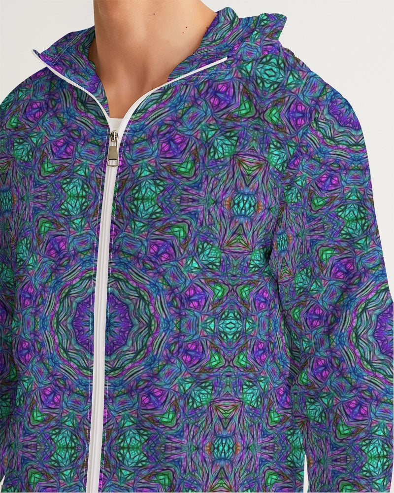 Blue Green Purple Kaleidoscope Men's Windbreaker