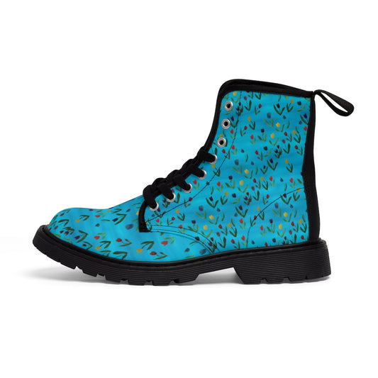 Tulips Pattern Women's Canvas Boots