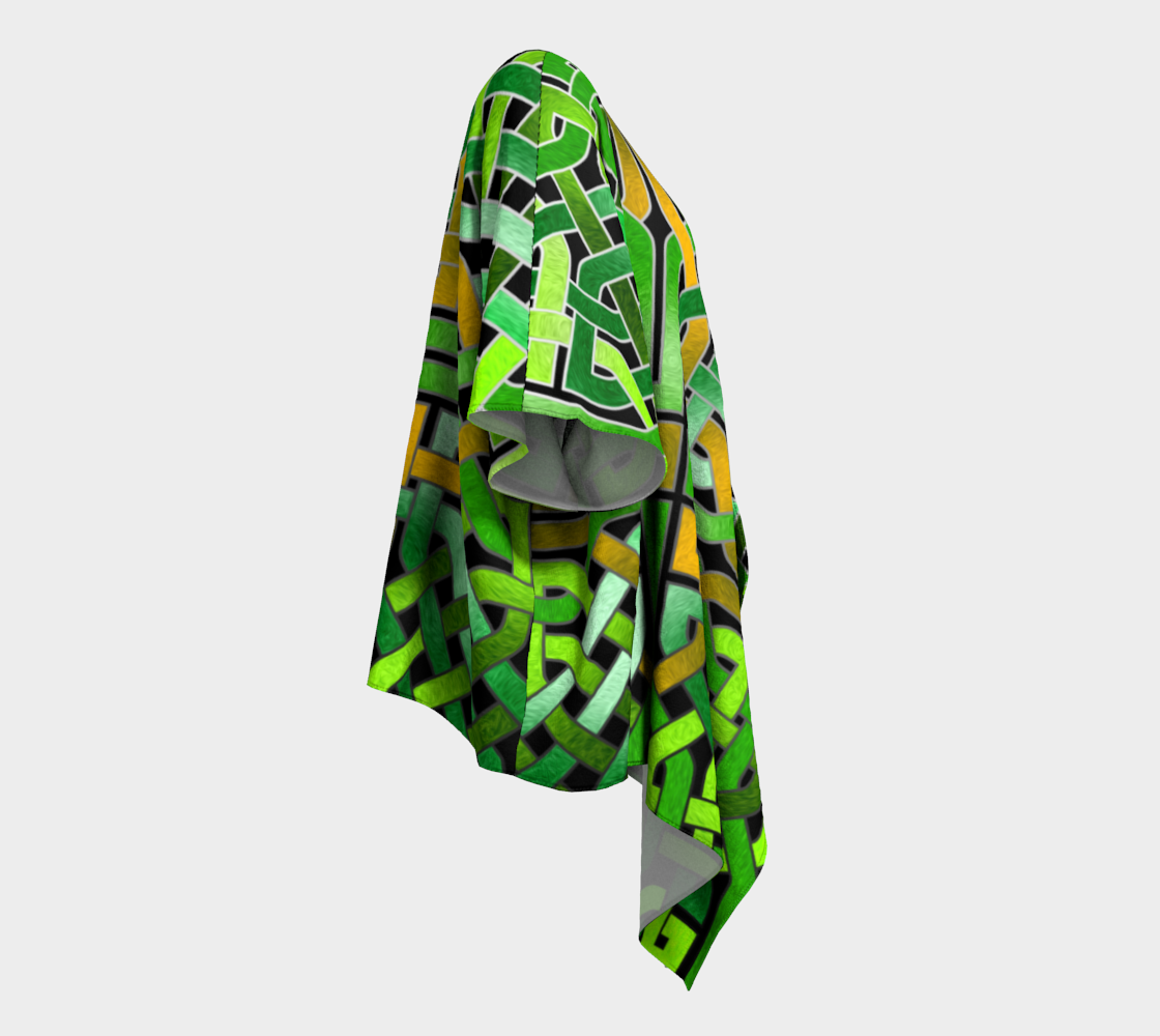 Green Celtic Knot Square Draped Kimono