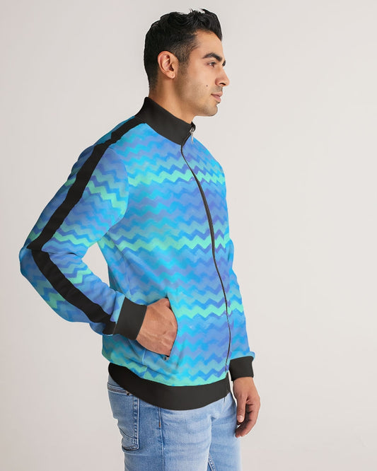 Mermaid Stripes Men's Stripe-Sleeve Track Jacket