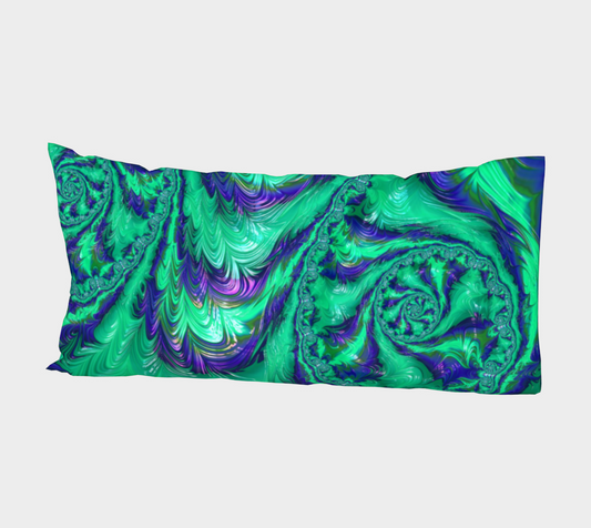 Blue Green Liquid Stripes Fractal Bed Pillow Sleeve