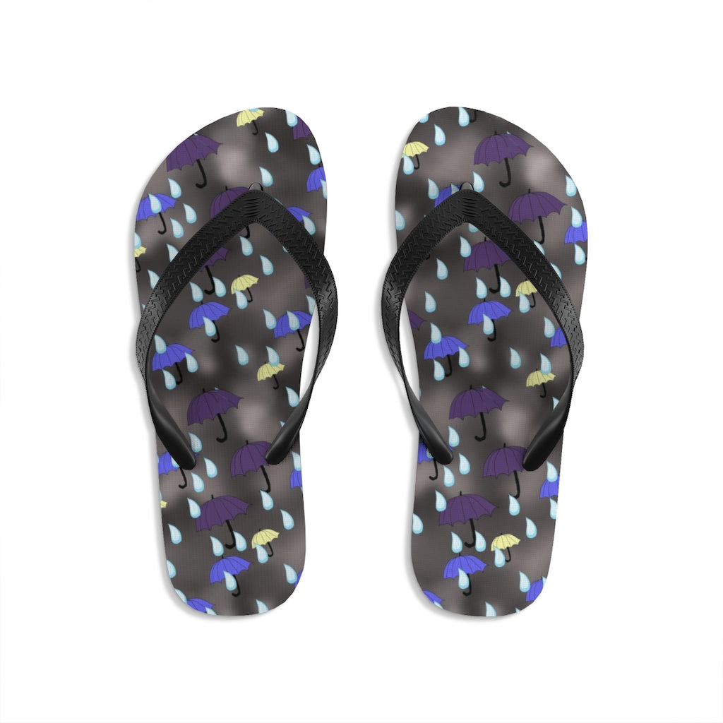 Rain and Umbrellas Pattern Unisex Flip-Flops