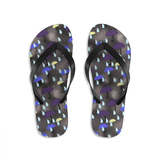 Rain and Umbrellas Pattern Unisex Flip-Flops