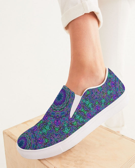 Blue Green Purple Kaleidoscope Women's Slip-On Canvas Shoe