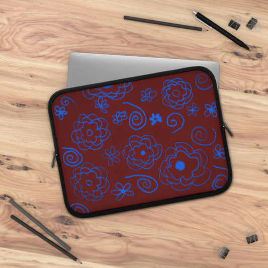 Blue Flower Drawing Laptop Sleeve