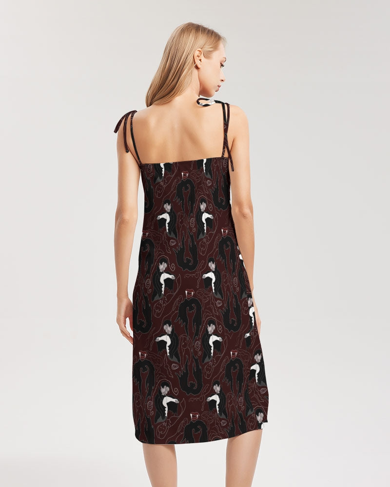 Vampire Pattern Women's Tie Strap Split Dress
