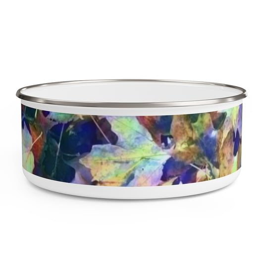 Late October Leaves In Blue Enamel Bowl