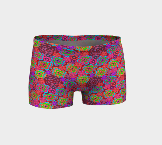 Pink Striped Flowers Shorts