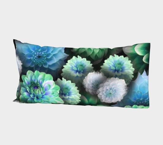 Blue Green Dahlias Bed Pillow Sleeve