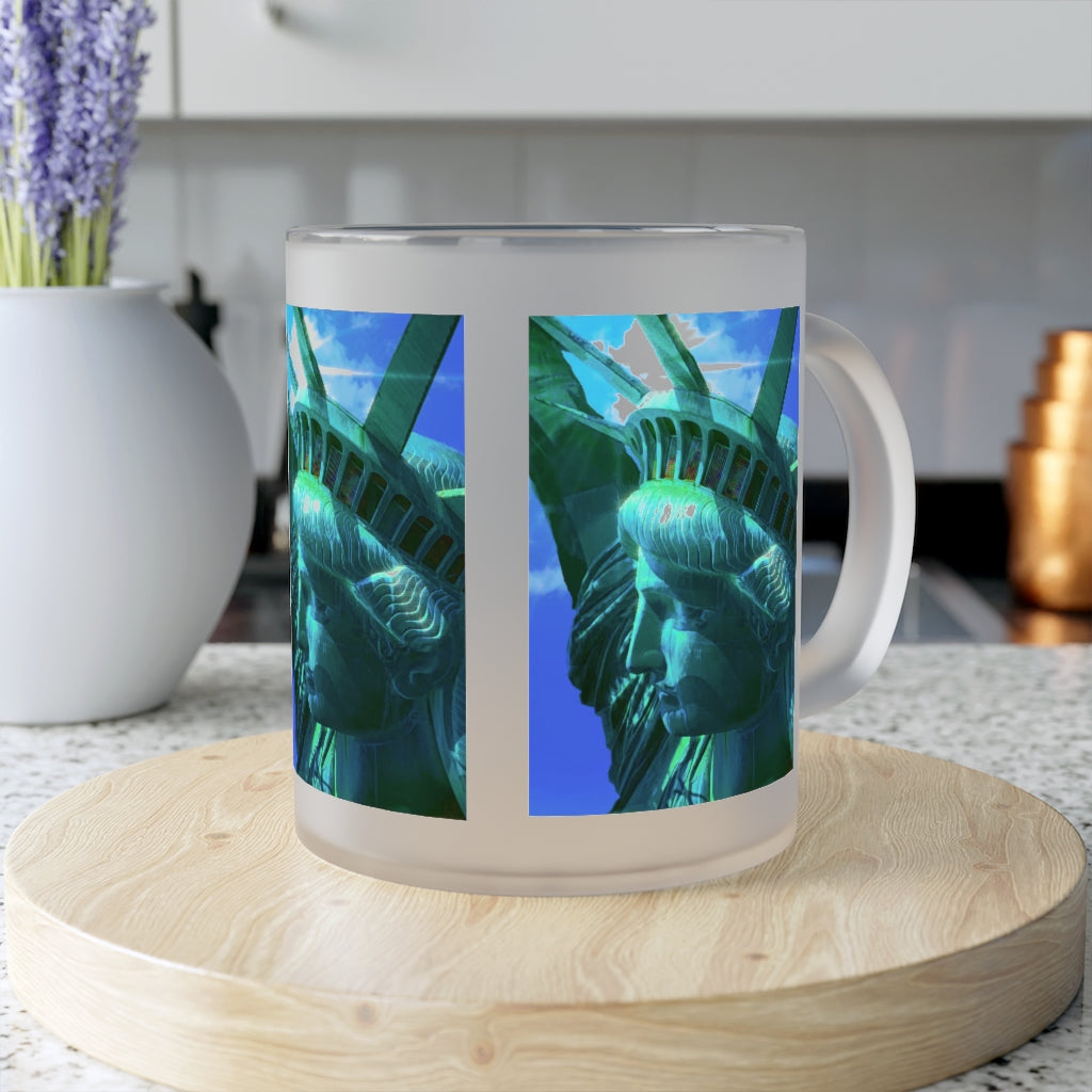Statue Of Liberty Head In The Sun Frosted Glass Mug