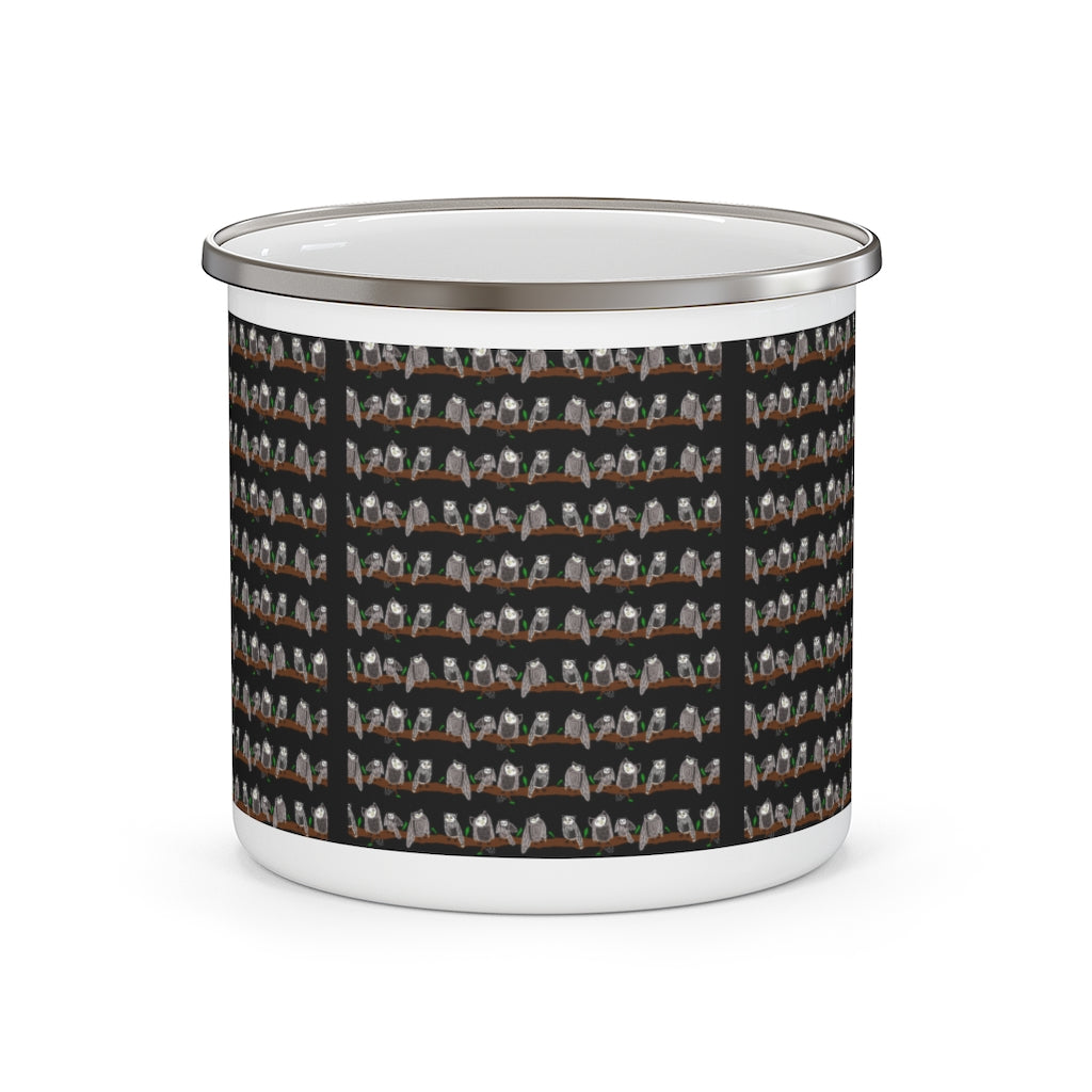 Cute Owl Pattern Enamel Camping Mug