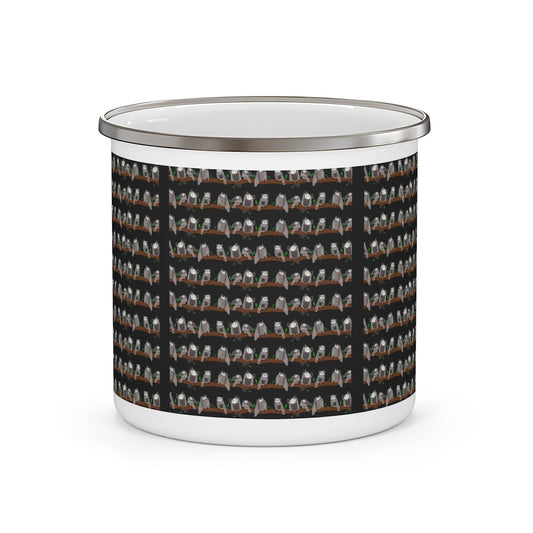 Cute Owl Pattern Enamel Camping Mug