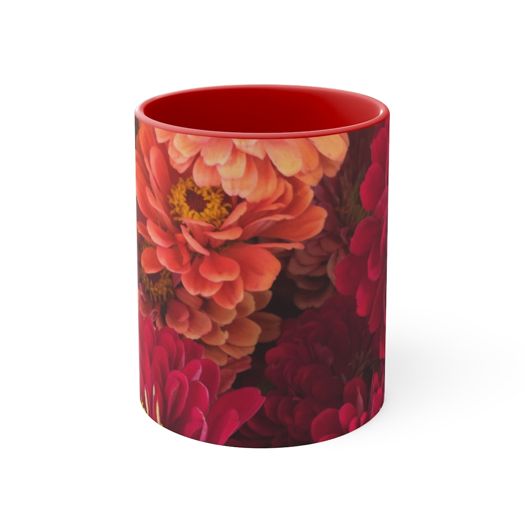 Peach and Pink Zinnias Accent Mug