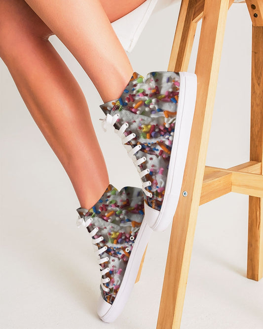 Rainbow Sprinkles On Whipped Cream Women's Hightop Canvas Shoe