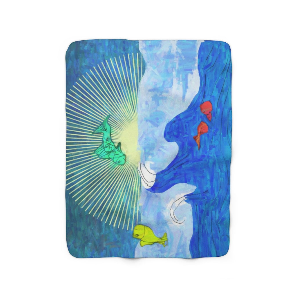 Jumping Fishies Sherpa Fleece Blanket