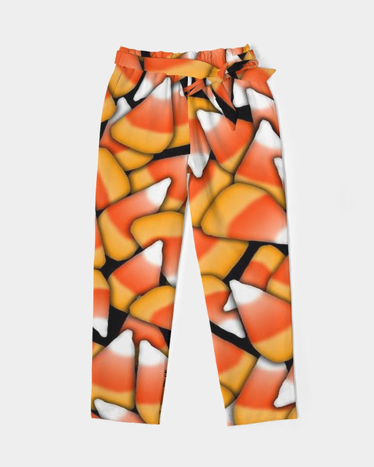 Candy Corn Pattern Women's Belted Tapered Pants