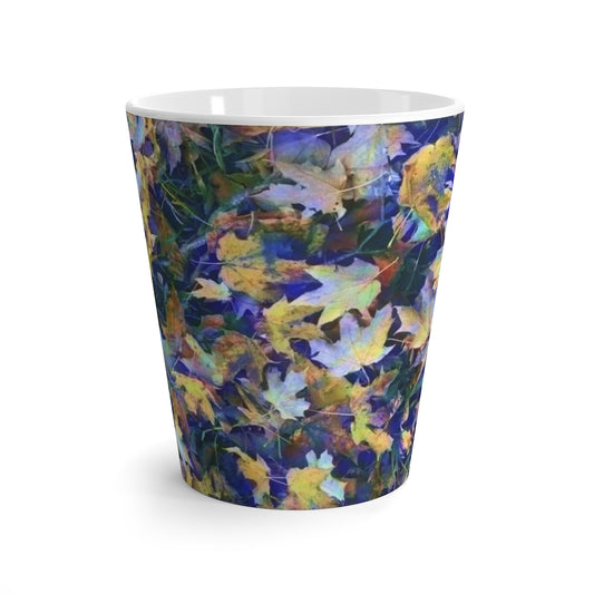 Late October Leaves In Blue Latte mug