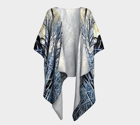 4 Oclock Winter Landscape Draped Kimono