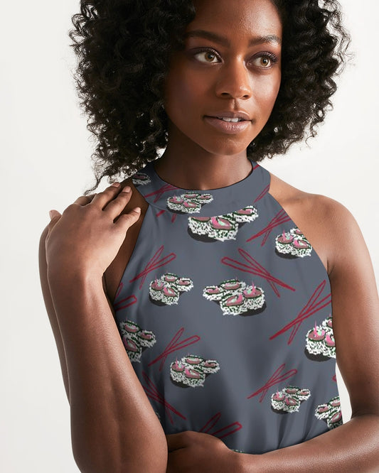 Sushi Pattern Women's Halter Dress