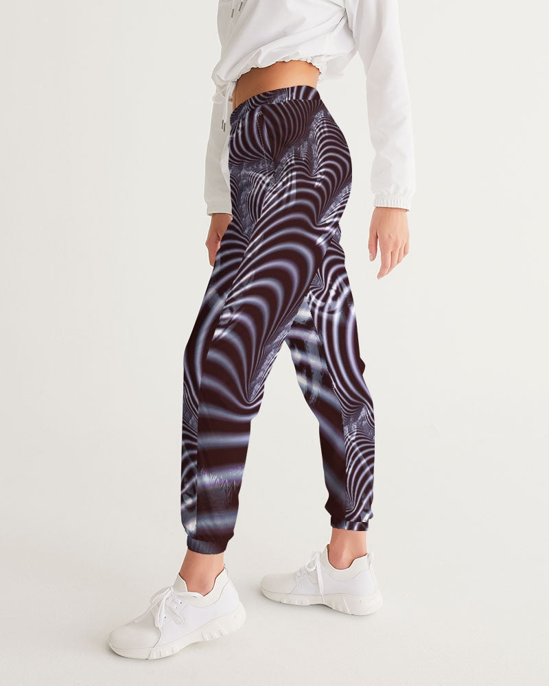 Black and White Spiral Fractal Women's Track Pants