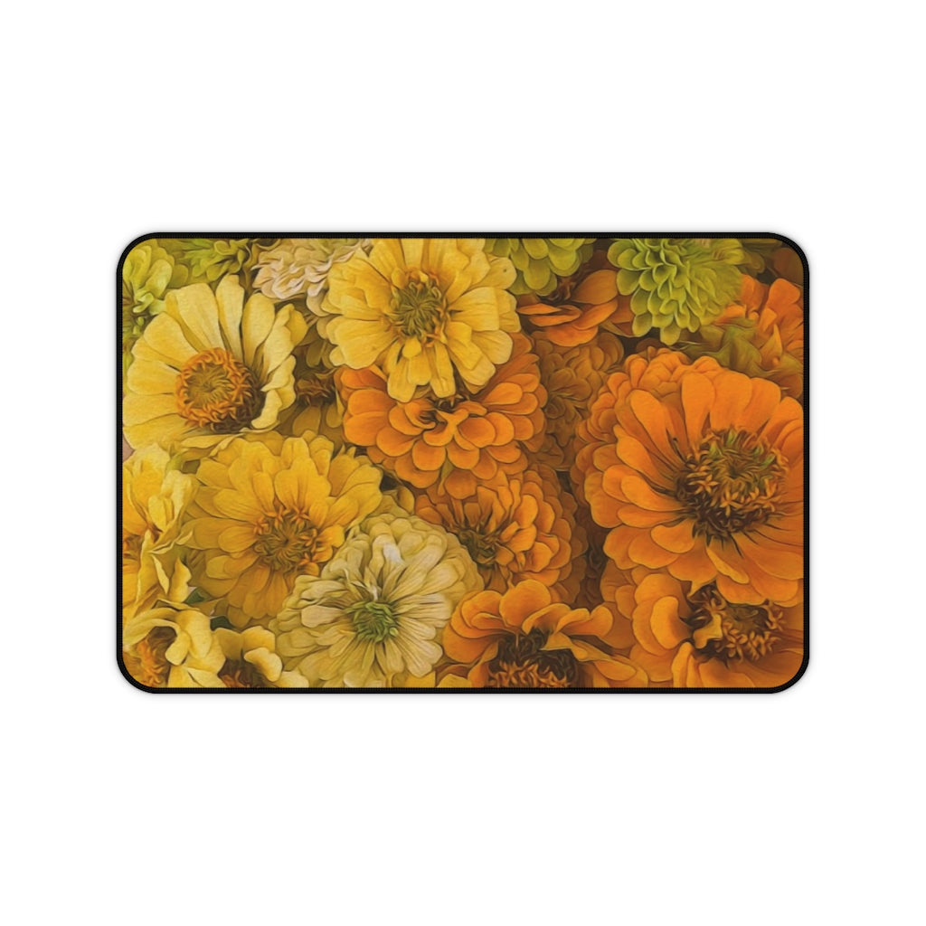 Yellow Zinnias Desk Mat