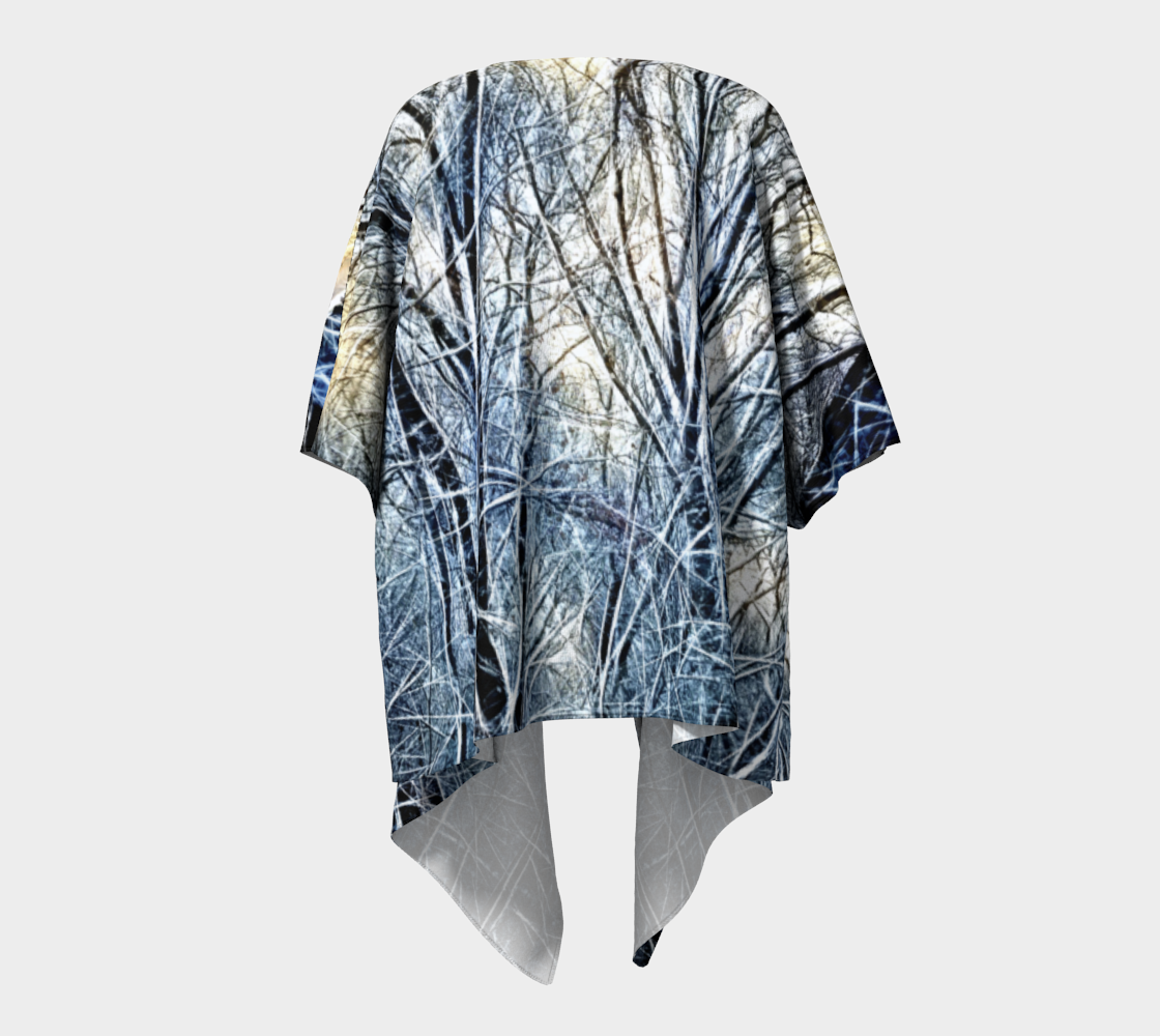 4 Oclock Winter Landscape Draped Kimono