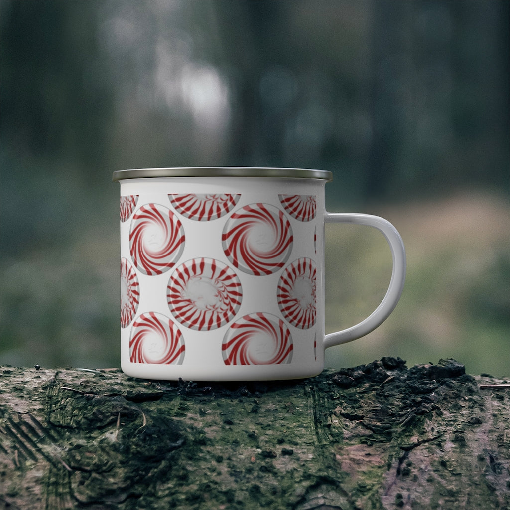 Peppermint Candy Dots Enamel Camping Mug