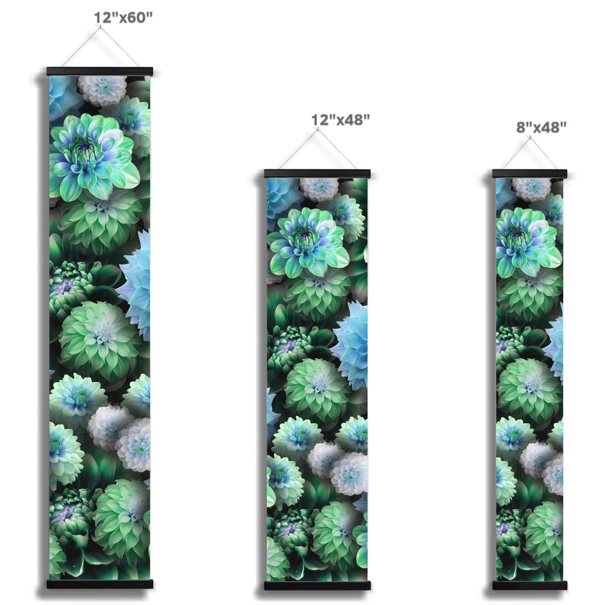 Blue Green Dahlias Wall Height Chart