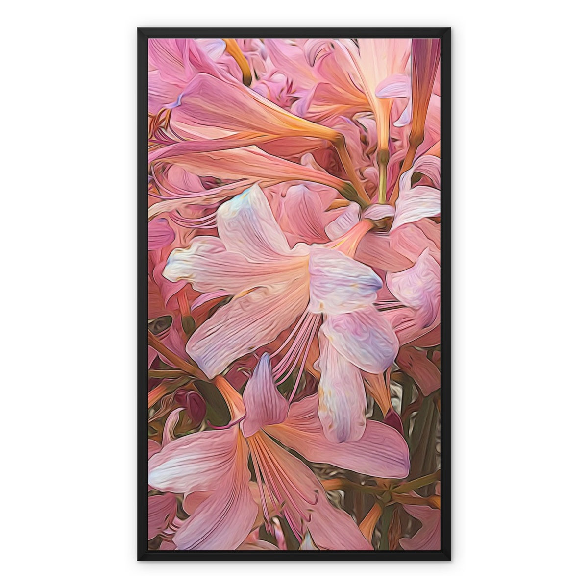 Pink Amaryllis Framed Canvas