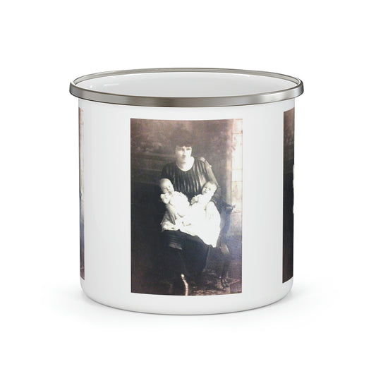 Early 1900s Mother With Twins Enamel Camping Mug