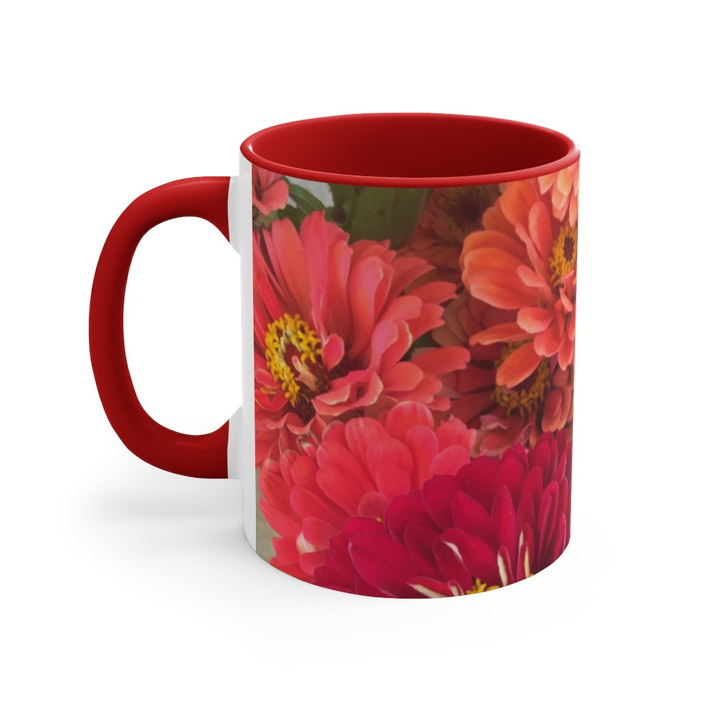 Peach and Pink Zinnias Accent Mug