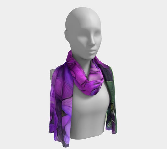 Purple Lisianthus Flowers Long Scarf