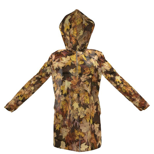 Late October Leaves Women's Hooded Rain Mac