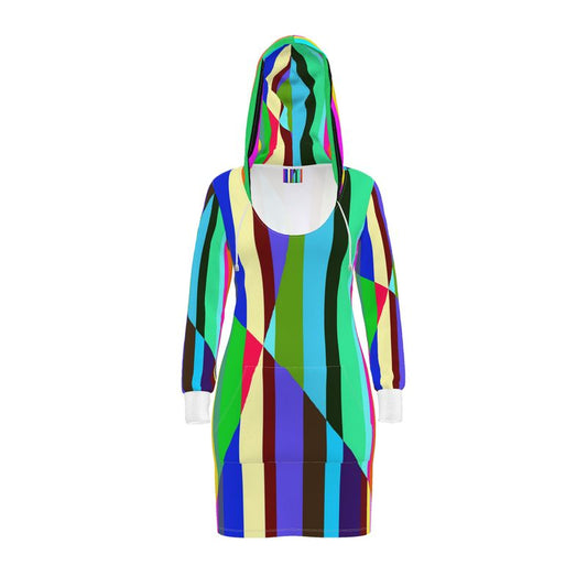 Stripes Interrupted Hoodie Dress