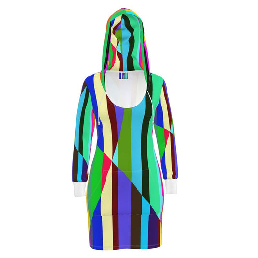 Stripes Interrupted Hoodie Dress