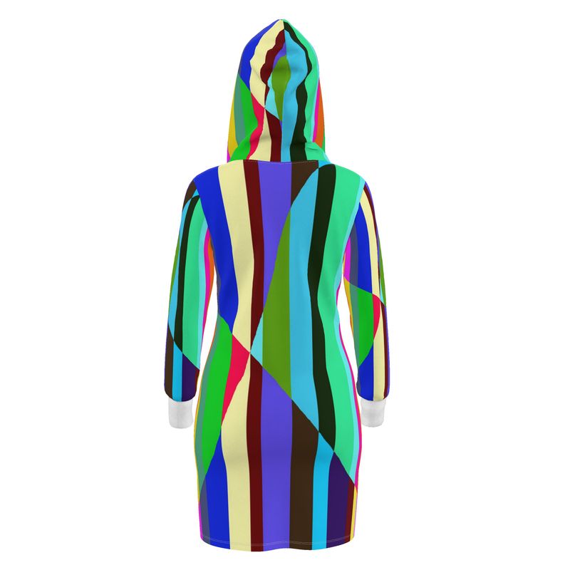 Stripes Interrupted Hoodie Dress