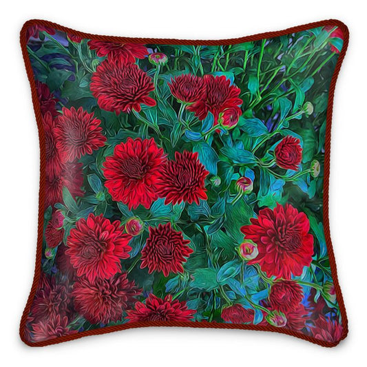 Red Mums Silk Cushions