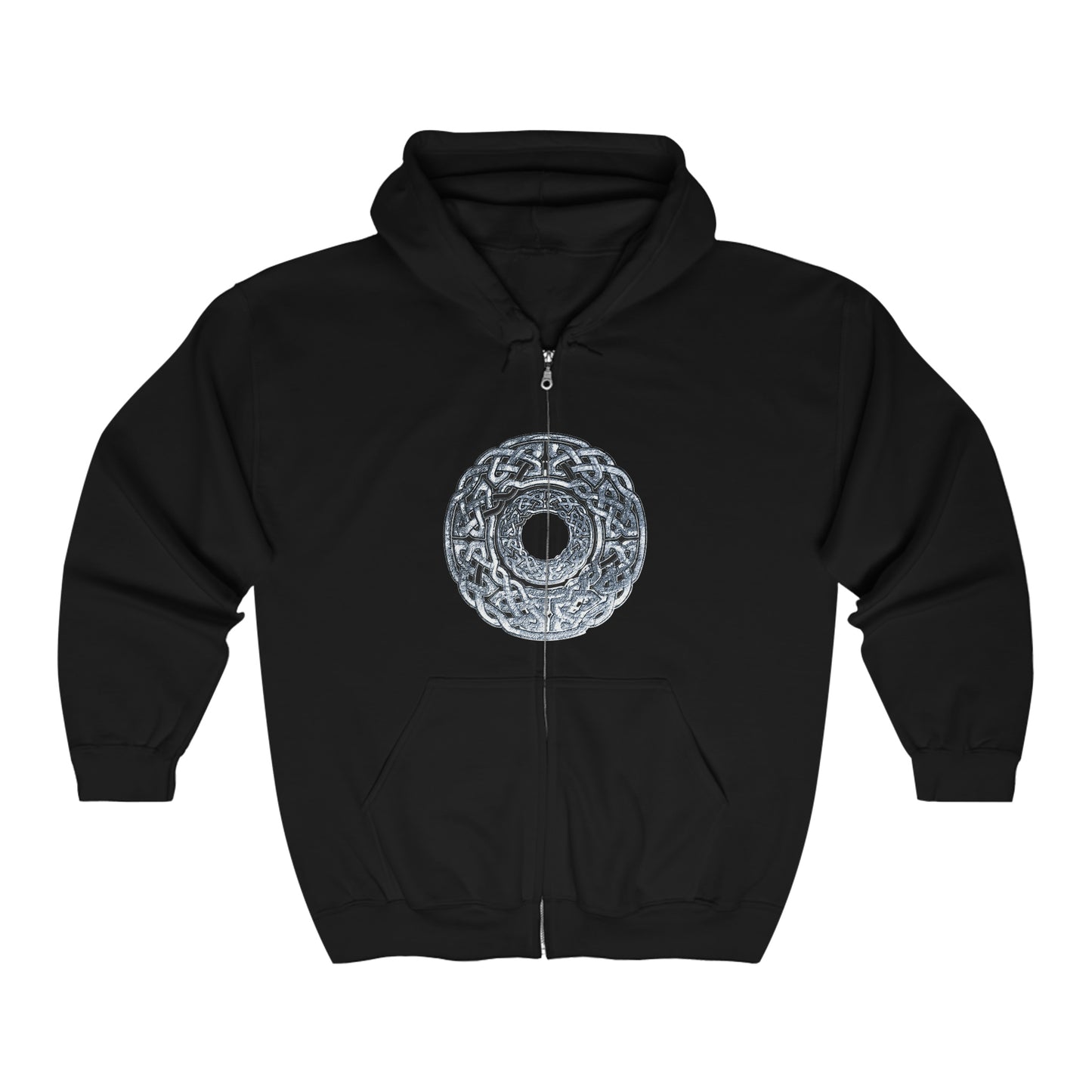 Silver Celtic Knot Circle Unisex Heavy Blend™ Full Zip Hooded Sweatshirt