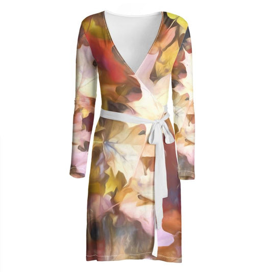 Bright Fall Leaves Wrap Dress