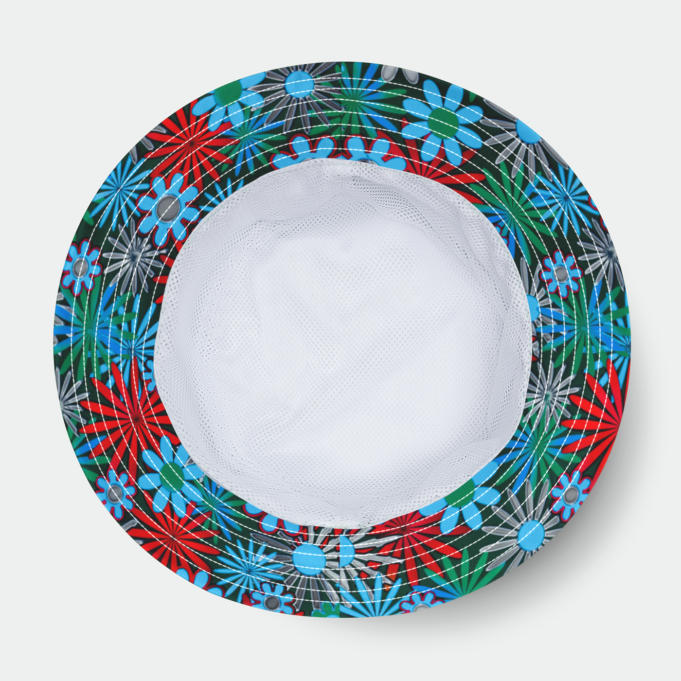 Blue and Red Daisies Bucket Hat