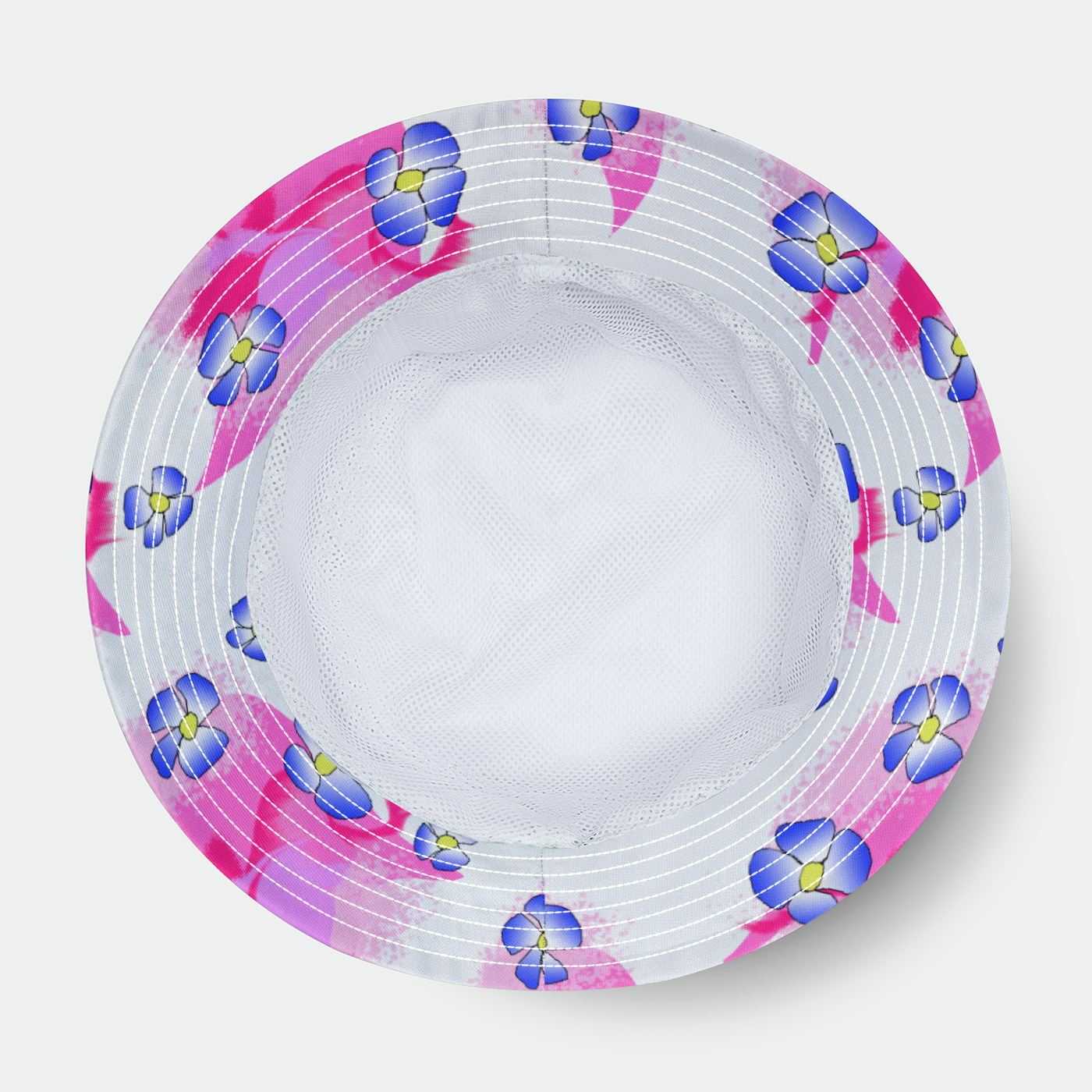 Blue Flowers On Pink Bucket Hat